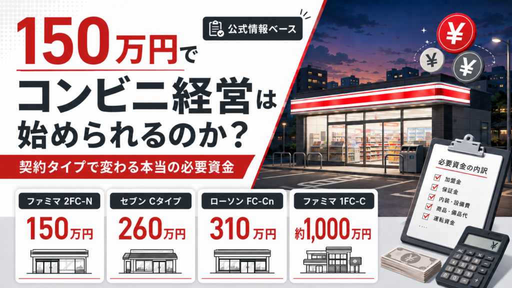 150万円でコンビニ経営は始められるのか？契約タイプで変わる本当の必要資金