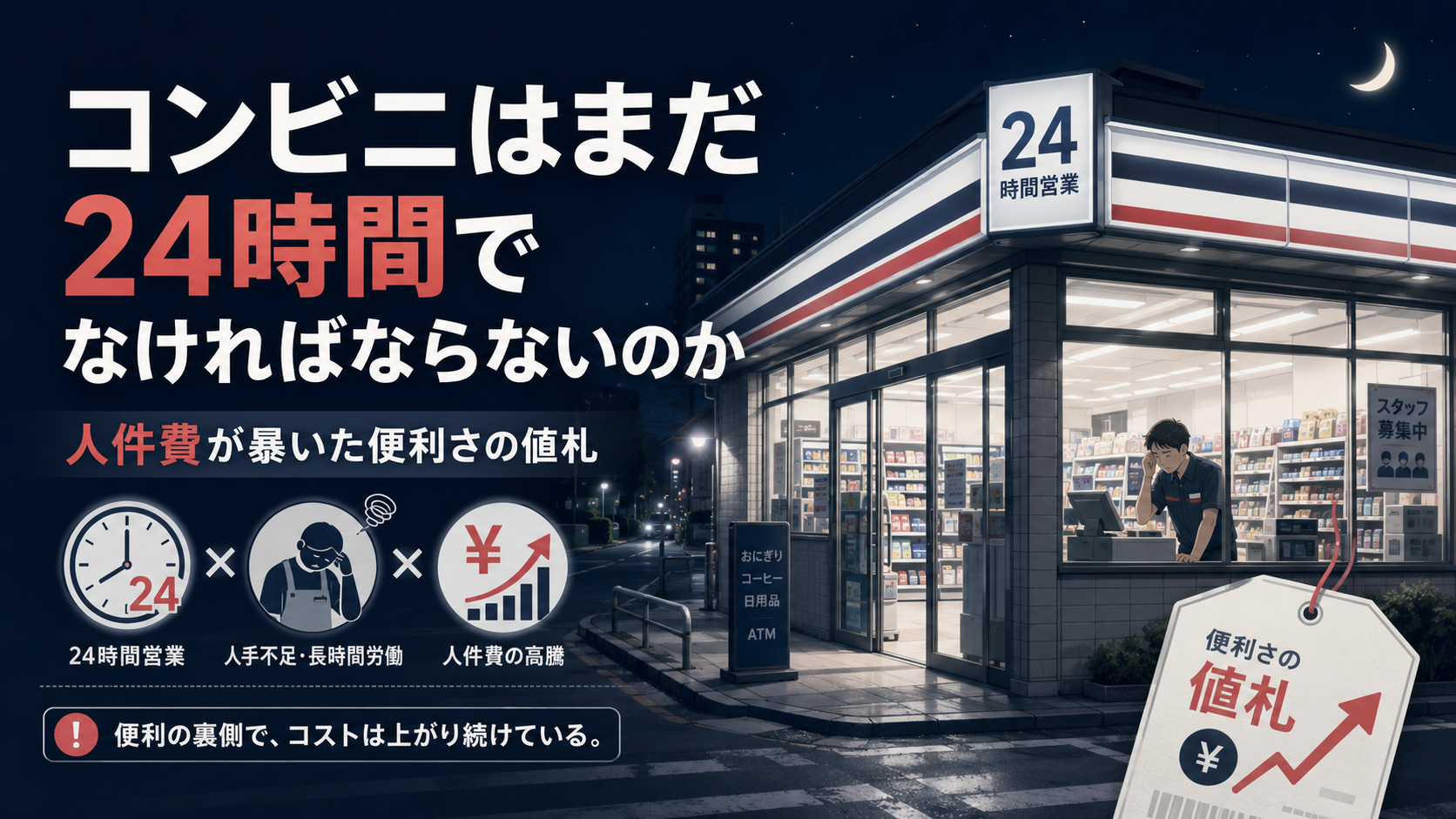 コンビニはまだ24時間要検証でなければならないのか？人件費が暴いた便利さの値札