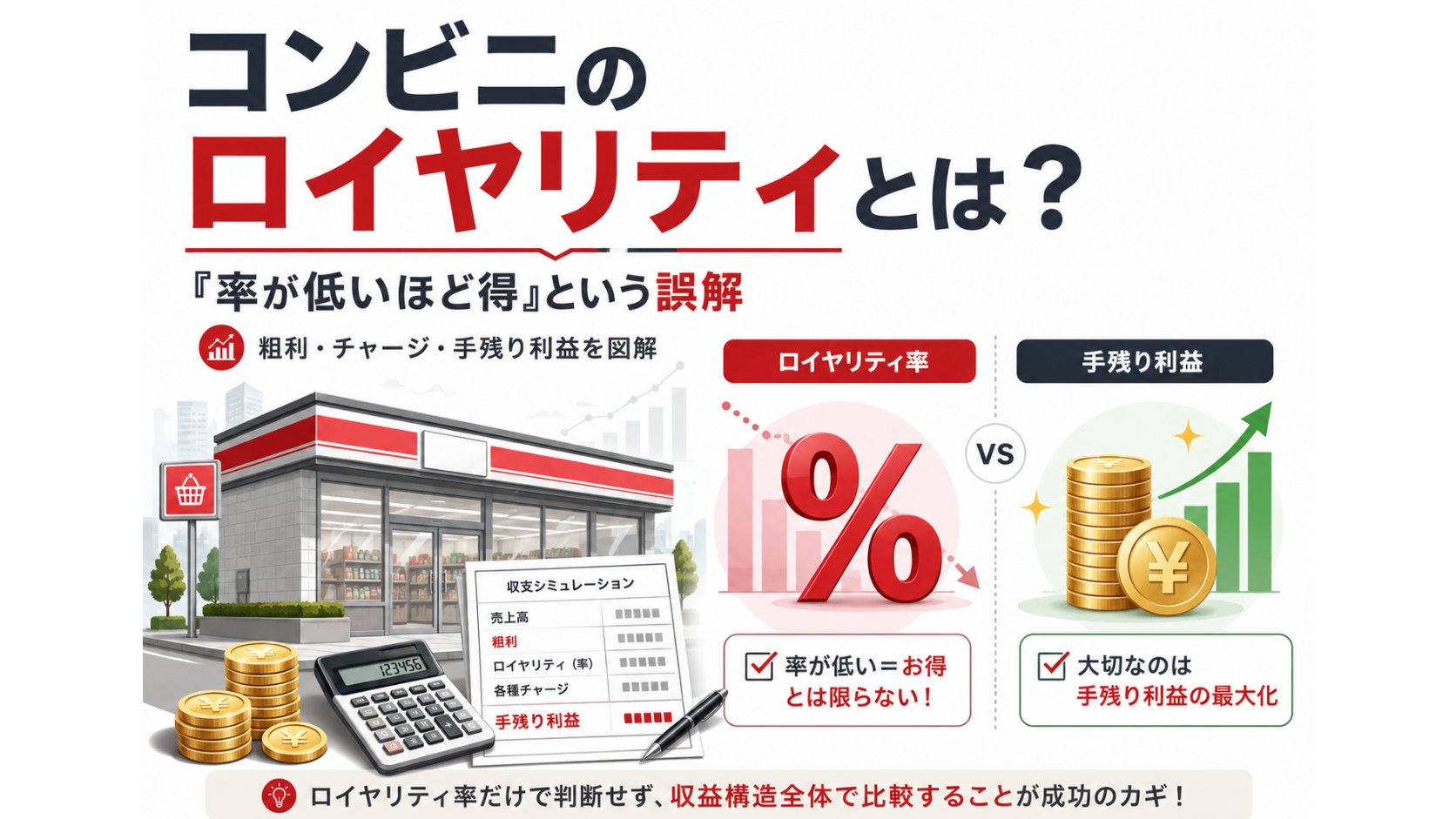 コンビニのロイヤリティとは？「率が低いほど得」という誤解