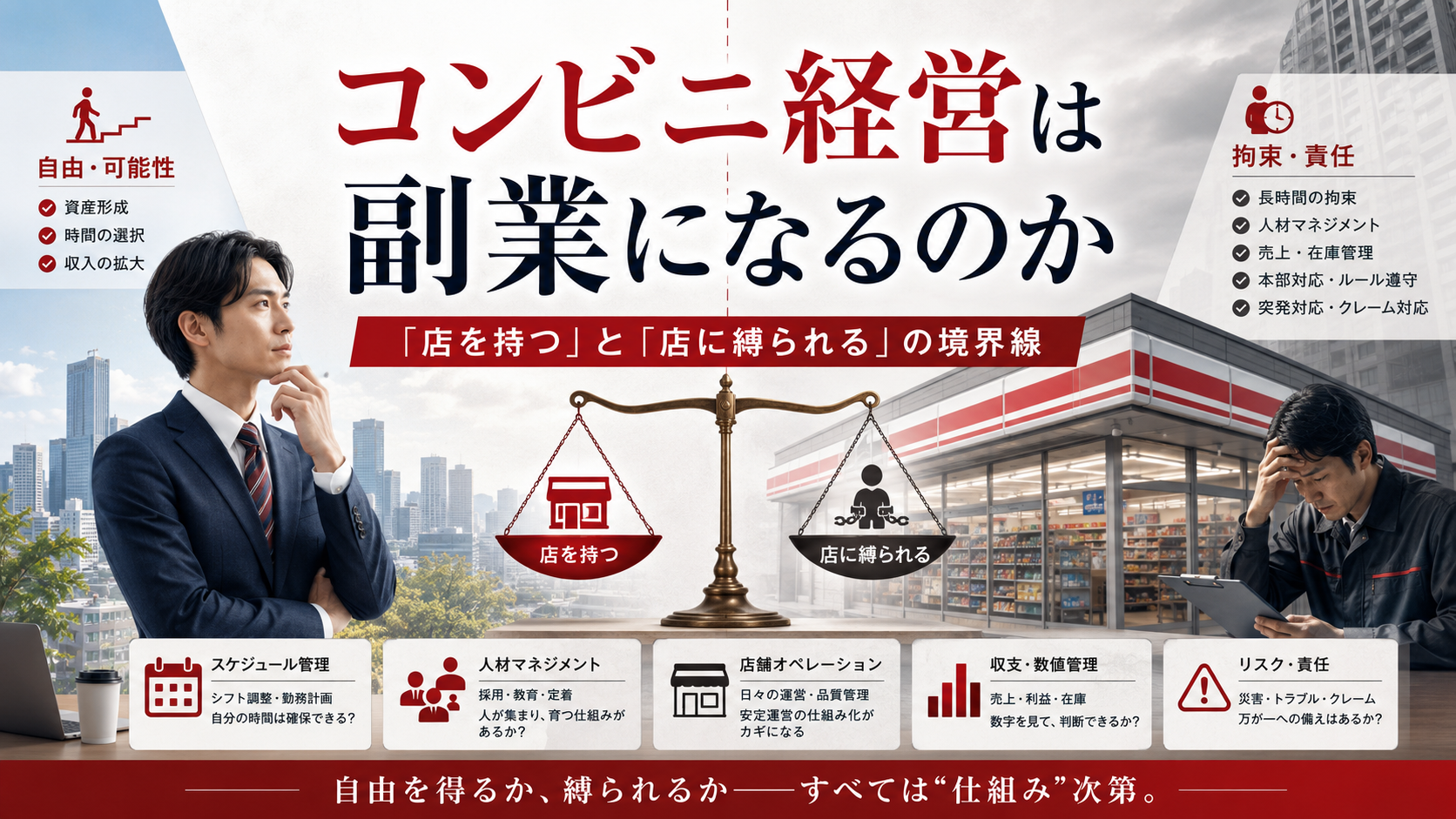 コンビニ経営は副業になるのか？「店を持つ」と「店に縛られる」の境界線