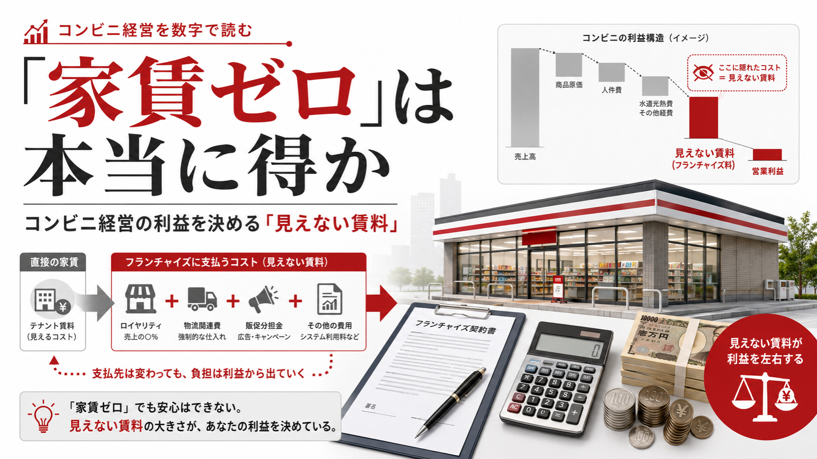 「家賃ゼロ」は本当に得か？コンビニ経営の利益を決める「見えない賃料」